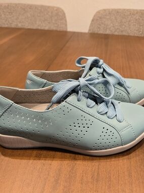 Dansko Leather Lace Up Sneakers Blue Perforated Comfort Shoes EU 37 US 6.5-7